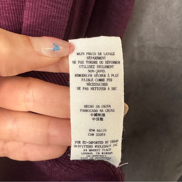 Free People We The Free Waffle Knit Thermal Henley Embroidered Burgundy Medium - Picture 10 of 14